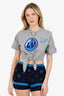 Louis Vuitton Grey Earth Embroidered Letter Cropped T-Shirt Size XS