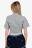 Louis Vuitton Grey Earth Embroidered Letter Cropped T-Shirt Size XS