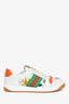 Gucci White/Orange Canvas/Leather Flora 'Screener' Sneakers Size 36.5