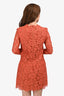 Valentino Orange Lace Long Sleeve Mini Dress Size 4