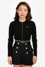 Miu Miu 2023 Black/White Logo Cropped Zip Up Cardigan Size 36 IT