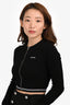 Miu Miu 2023 Black/White Logo Cropped Zip Up Cardigan Size 36 IT