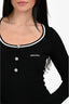 Miu Miu Black Logo Crystal Embellished Button Long Sleeve Mini Dress Estimated Size S