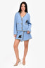 Miu Miu 2021 Blue Wool 'M' Logo Cardigan + Mini Skirt Set Size 38/36 IT