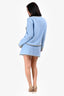 Miu Miu 2021 Blue Wool 'M' Logo Cardigan + Mini Skirt Set Size 38/36 IT