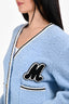 Miu Miu 2021 Blue Wool 'M' Logo Cardigan + Mini Skirt Set Size 38/36 IT