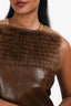 Gucci by Tom Ford Brown Leather/Fox Fur Sleeveless Shift Dress Estimated Size S