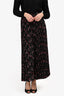 Valentino Black/Pink Silk Patterned Pleated Midi Skirt Size 2