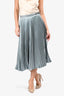Valentino Light Blue Velvet/Leather Pleated Midi Skirt Size 2 (As Is)