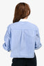 Celine Blue/White Striped Cotton Poplin Cropped Triomphe Blouse Size 42