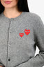 Play Comme Des Garçons Grey Wool Red Heart Cardigan Size L
