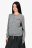 Play Comme Des Garçons Grey Wool Red Heart Cardigan Size L