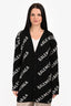 Balenciaga Black/White Wool Logo All Over Button Cardigan Size M
