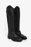 Gucci Black Leather GG Monogram Riding Boots Size 38