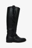 Valentino Black Leather Fringe Trim Accent Riding Boots Size 38