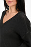 Brunello Cucinelli Charcoal Cotton/Linen Sequin Monili Detail Sweater Dress Size M