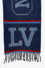 Louis Vuitton Navy/Red Wool/Cashmere Logo Fringe Scarf