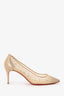Christian Louboutin Nude Mesh/Suede Follies Strass Pumps Size 38