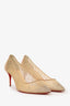 Christian Louboutin Nude Mesh/Suede Follies Strass Pumps Size 38