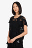 Gucci Black Sheer Patterned Short Sleeve Top Estimated Size Large
