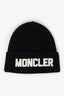 Moncler Black Wool Embroidered Logo Beanie