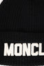 Moncler Black Wool Embroidered Logo Beanie