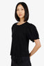Joie Black Ribbed Knit Ruffle Short Sleeve Top Size L