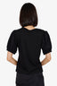 Joie Black Ribbed Knit Ruffle Short Sleeve Top Size L
