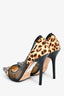 Jimmy Choo Leopard Print Pony Hair Patent Pumps Size 38