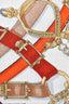 Hermes Cream/Orange Cashmere/Silk Cavalcadour Shawl 140