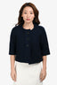Chloe Navy Blue Wool/Mohair Button-Up Cropped Jacket Size 36