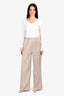 L'Academie Taupe Satin Wide Leg Trousers Size M