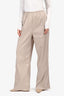 L'Academie Taupe Satin Wide Leg Trousers Size M