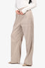 L'Academie Taupe Satin Wide Leg Trousers Size M