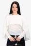 L'Academie White Satin Blouse Cape Top Size S