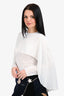 L'Academie White Satin Blouse Cape Top Size S