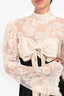 For Love & Lemons Cream Lace Black Bow Satin Long Sleeve Dress Size M
