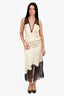 SWF Cream Satin Lace Trim Sleeveless Midi Dress Size S