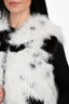 Longchamp White/Black Faux Fur Zip Vest Size S