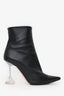 Amina Muaddi Black Leather 'Giorgia' Boots Size 38
