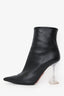 Amina Muaddi Black Leather 'Giorgia' Boots Size 38