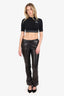 Versace Black Leather Straight Leg Pants Estimated Size S
