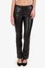 Versace Black Leather Straight Leg Pants Estimated Size S