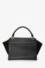Celine 2011 Black Croc Embossed Leather Medium Trapeze Shoulder Bag