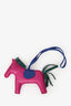 Hermès 2017 Fuschia/Dark Green Leather Rodeo MM Charm