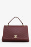Pre-Loved Chanel™ Burgundy Grained Calfskin Stitched Chevron Medium Chic Top Handle