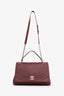 Pre-Loved Chanel™ Burgundy Grained Calfskin Stitched Chevron Medium Chic Top Handle