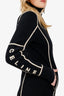Celine Black/White Logo Knit Zip-up Cardigan Size M