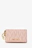 Miu Miu Cream Matelassé Leather Cardholder Keychain