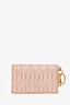 Miu Miu Cream Matelassé Leather Cardholder Keychain